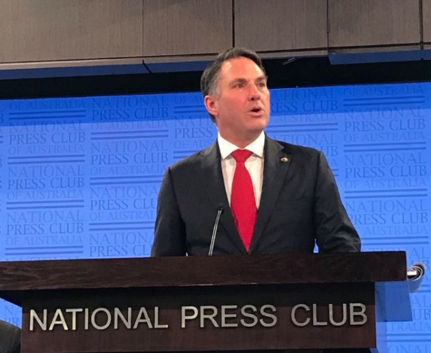 Defence Minister Richard Marles at the National Press Club in Canberra. Credit: NPC via Twitter