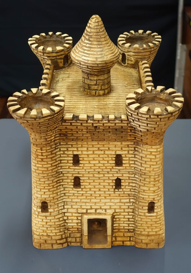 Shane Christensen, Battle of the Bees, white beech, acrulic, plastic native bee honey frame. "The castle design was inspired by the social structure of stingless bees (Tetragonula sp.), with princesses, a reigning queen and the natural phenomenon of fighting swarms, (epic bee battles). Tetragonula, stingless bees often fight with neighbouring hives, sometimes the defending hive will be killed, and taken over by an invading colony. It is believed there is an abundance of food and renewable resources for all the bees to live in harmony. So why fight, kill and colonise? While working on this piece, I also discovered a hollow log, with three beehives inside the same hollow, three different species coexisting. My question is, can we as humans coexist or not, don&rsquo;t we also have an abundance of food and renewable resources? Are we or are we not, more intelligent than a colony of fighting insects?
To bee, or not to bee?"