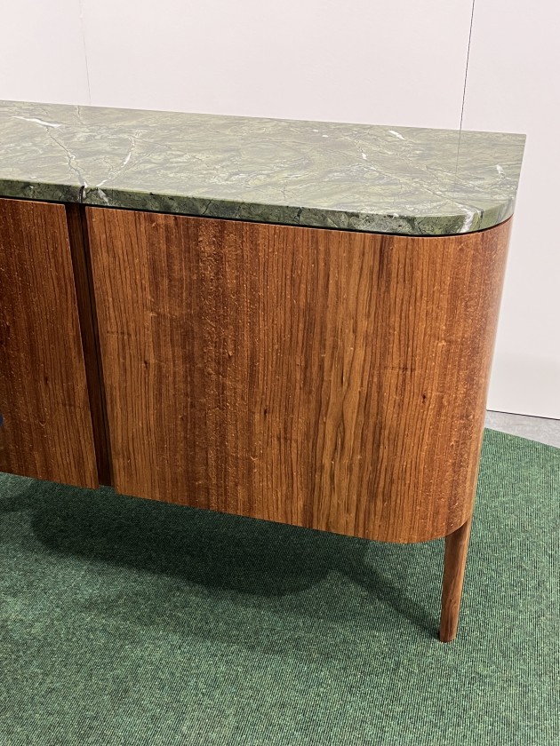 Simon Ancher Dilston Cabinet (detail), Tas blackwood, Verde Fantastico marble serial production, $13,215. Shown in Design Tasmania space. Photo: Raf Nathan