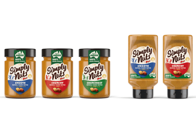 The new look for Bega's Simply Nuts aims to better highlight the natural ingredients and health rating of the product. Image: Bega