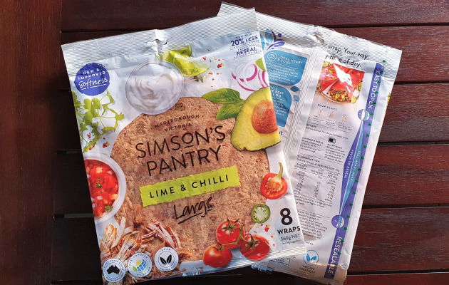 Simson&rsquo;s Pantry Wraps (True Foods and Result Group): PIDA Save Food Award finalist.