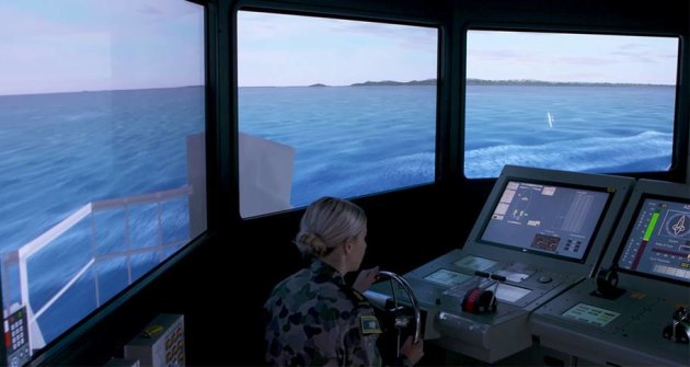 Bridge simulator training in action. Serco