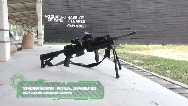 A screengrab of the Colt IAR at a weapons range from a Singapore Army video. (Singapore Army)