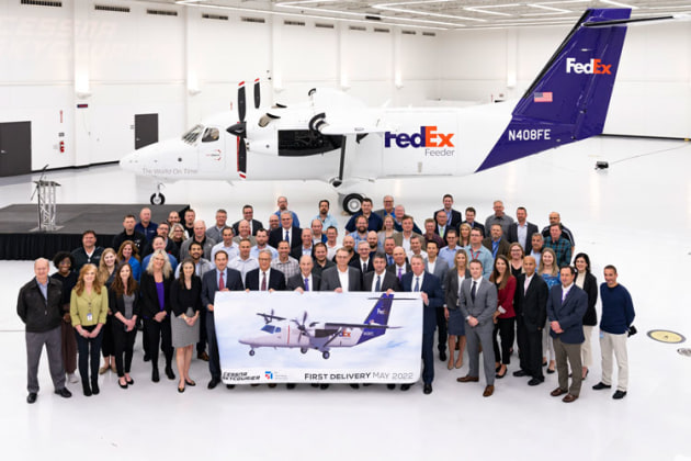 The first C408 SkyCourier is delivered to launch customer FedEx. (Textron Aviation)