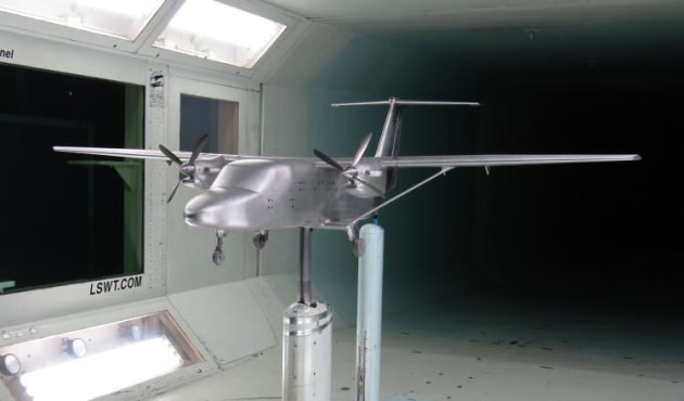 Wind tunnel testing of a Cessna SkyCourier model. (Textron Aviation)