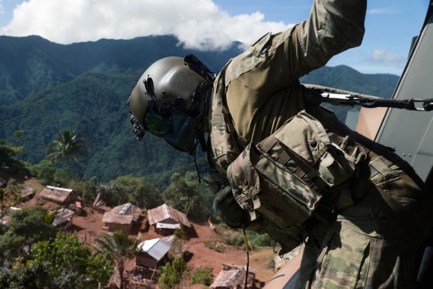 An Australian MRH-90 lands to deliver polling boxes in the Solomon Islands.
Defence