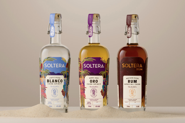 Soltera Rum's new packaging across its range