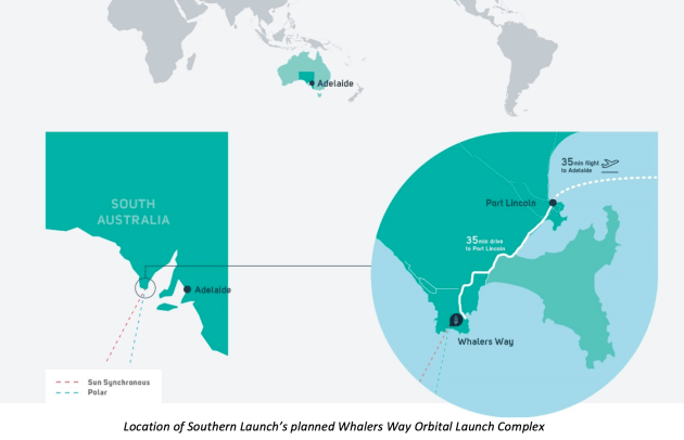 The launch site near Port Lincoln will take advantage of polar orbits.
Southern Launch
