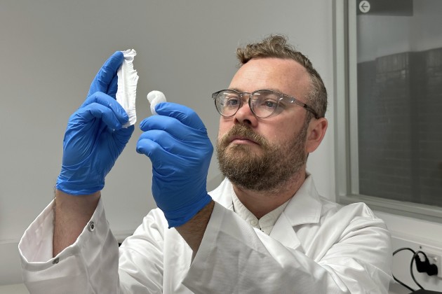 Lead researcher Dr Peter Sherrell with the patch.