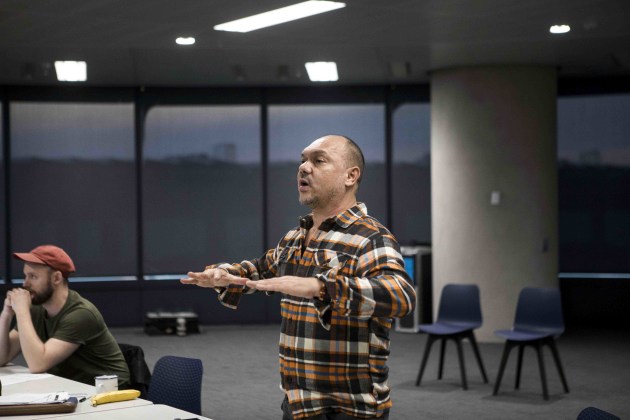 Stephen Page rehearsing at the company's Sydney studios.
Photo: Lisa Tomasetti