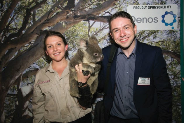 IPPO president Steven Pacitti makes friends with a local &ndash; the koala experience was a special surprise organised for guests at the VIP cocktail event for sponsors and international guests at the launch of the conference.