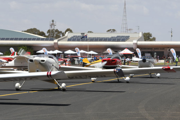 The Stooges RV display team taxis out at AusFly in 2019. They will be back for a repeat performance at Narromine in two weeks. (Steve Hitchen)