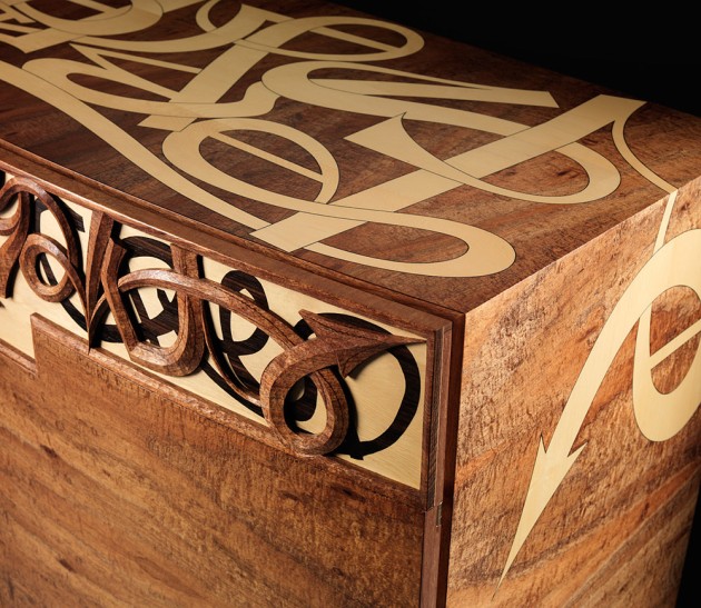 Detail of Street Cred, a credenza made from blackwood, ebony and Huon pine. Photo: Grant Hancock