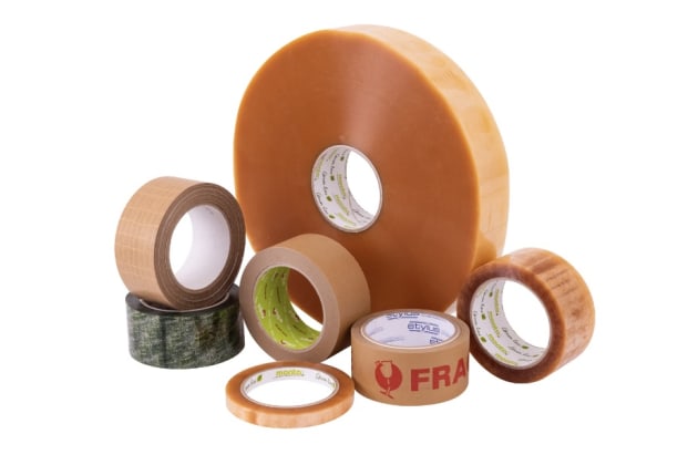 The eco-friendly tapes in the Stylus portfolio fall into three categories: compostable tape, recyclable paper tape, and tape made from recycled content.