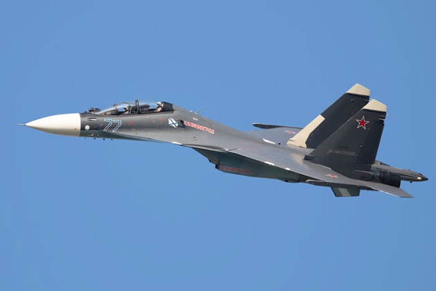 Another derivative of the Su 27, the Su 30 carries the NATO codename Flanker-C. (Phil Hosking)