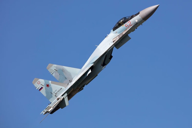 The Su 35 Flanker-E is an improved air defence version of the Su 27. (Phil Hosking)