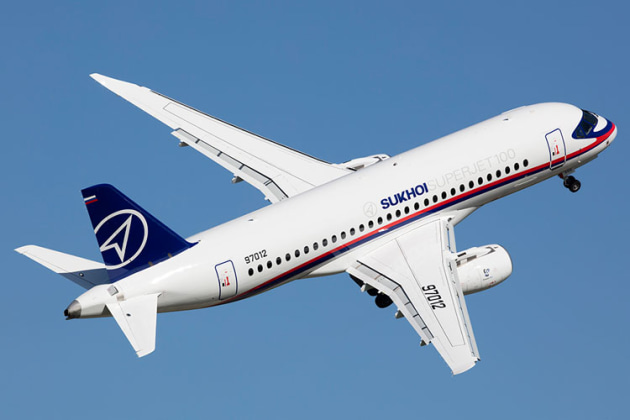 Sukhoi's Superjet 100 in flight. (Phil Hosking)