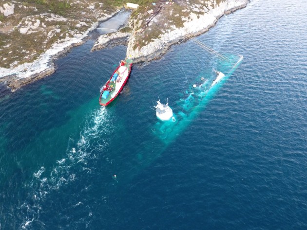 The KNM Helge Ingstad is now almost completely underwater.
Norwegian Coastal Administration/Armed Forces