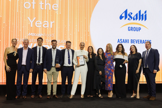 Leading wholesaler and distributor, Metcash, has awarded its top-performing supply partners of the past year at its 2026 Food Supplier of the Year Awards. Pictured is the Asahi Beverages team, receiving the Supplier of the Year award.
Source: Metcash