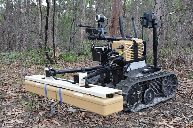 Talon + Amulet GPR &ndash; Talon in-service robot mounted with Amulet GPR in Proof of Concept. Credit: Seamus O'Brian EPE