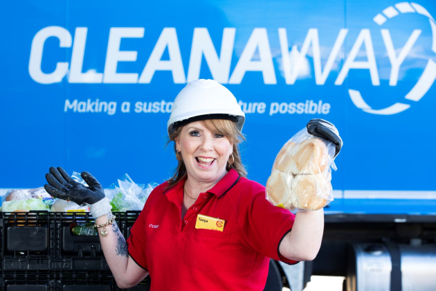 Tanya Travis, Coles regional manager at Cleanaway's Willawong recycling transfer station with new food waste recycling technology.