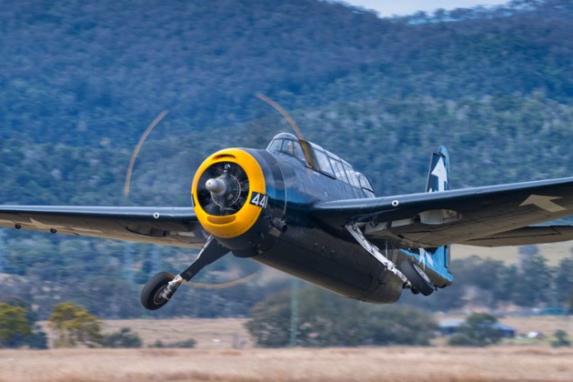 Bringing the gear up on the Grumman TBM Avenger. (John Absolon)