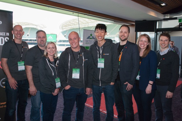 Teamgage at demo day in 2017. The Adelaide-headquartered startup has grown its user base by over 200 per cent since starting the Techstars program in July 2017. Credit: Techstars Adelaide