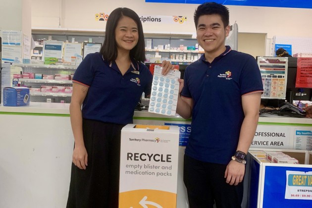 The trial will see 12 pharmacies and two regional health clinics collect blister packs from the public for recycling.