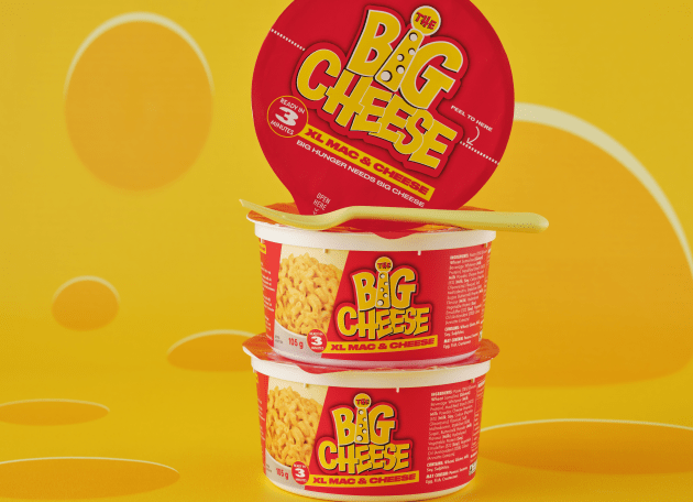 The Big Cheese is an Aussie-made instant XL Mac & Cheese bowl.
Image: San Remo