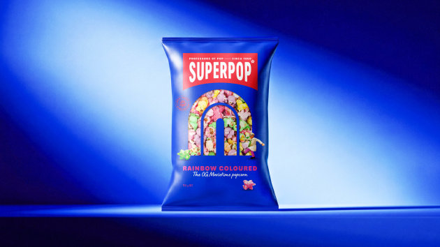 Superpop has entered the market with a distinctive new brand identity and packaging system. In what is described as a category first, the brand is piloting GS1 2D barcodes with SmartFacts.
Source: The Edison Agency