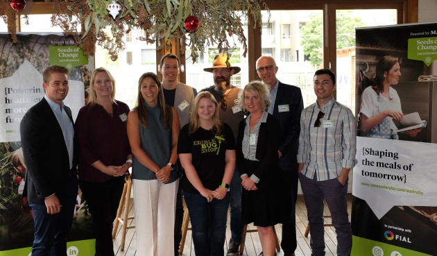 Seeds of Change start-up founders on graduation day.