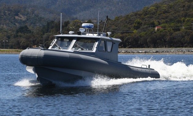 The Sentinel LMC undergoing sea trials in Hobart. (PFG)
