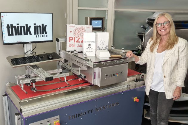 Sandee Biggar, owner of Think Ink, with the Trimatt ColorStar AQ V