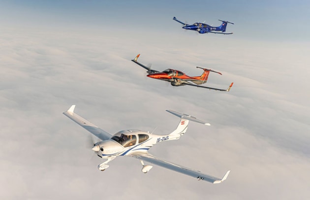 Diamond Aircraft's DA40 (front), DA42 and DA62. (Diamond Aircraft)