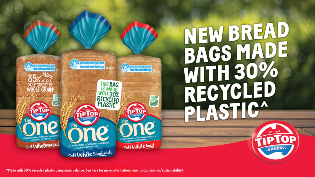 30% Recycled Plastic Bread Bags: Tip Top Bakeries and Amcor Australia