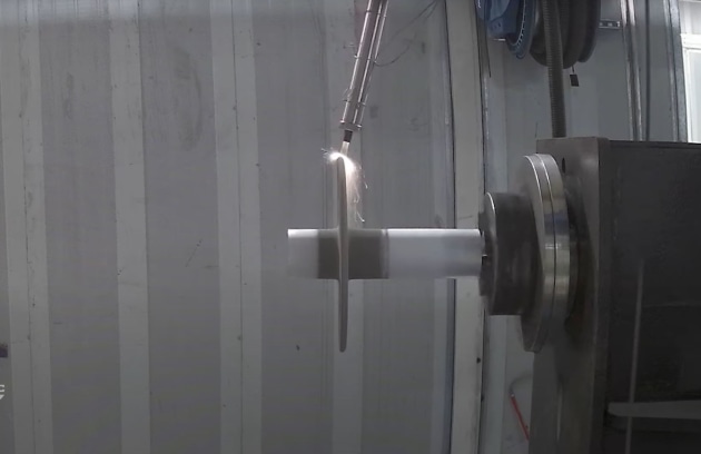 The world&rsquo;s largest metal 3D printer, the TKF9000 demonstrates its spraying process. (Titomic)