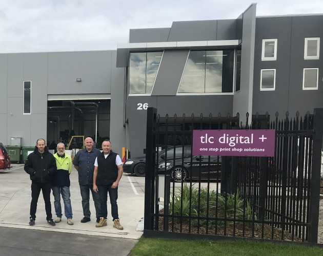 The TLC team in front of the new Braeside premises. From left: Andrew Ballingall, production manager; Bob De Santa-ana, assistant production manager; Garry Wardell, business manager; and Barry Webster, managing director.