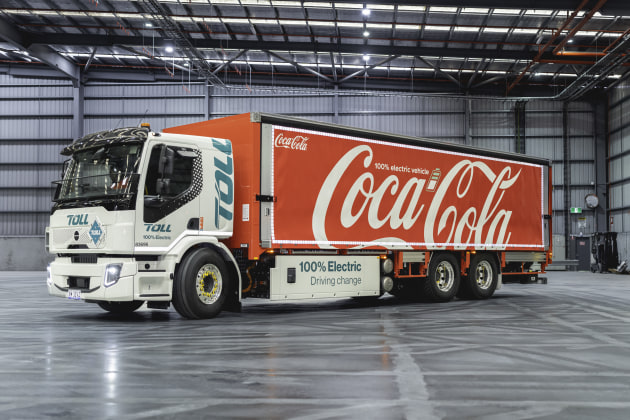 Toll Group has launched the next stage of its $67 million investment in sustainable transport solutions across Australia, deploying 12 Volvo FE battery electric rigid trucks to replace existing diesel vehicles in Coca-Cola Europacific Partners&rsquo; national delivery network.
Source: Toll