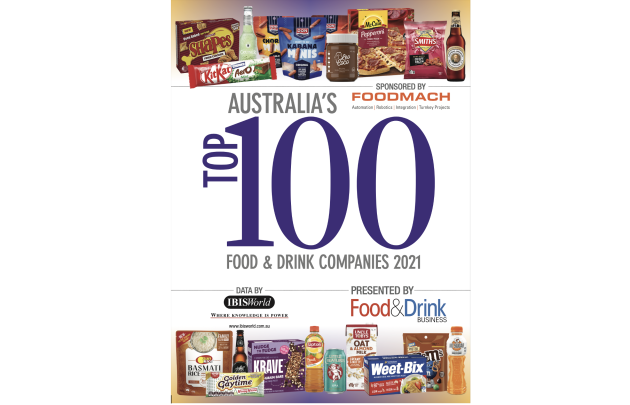 In collaboration with IBISWorld, Food & Drink Business presents this year&rsquo;s Top 100 companies, a ranking by revenue of Australia&rsquo;s heaviest hitters in the food and beverage sector.