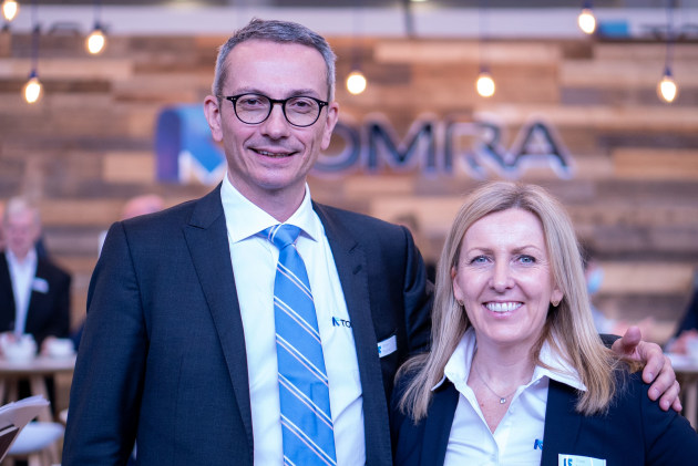 Tomra Group president and CEO Tove Andersen and Tomra Group executive vice president and head of Tomra Food Michel Picandet at Fruit Logistica 2022.