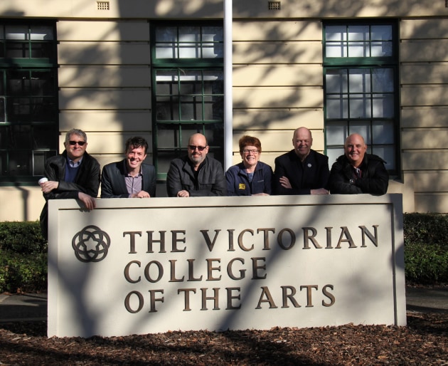 Tyran Parke welcomes the producers of 'Come From Away' to the Victorian College of the Arts. Photo: Mireille Stahle.