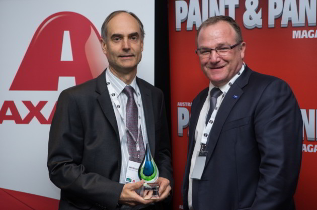 Brenton Abbott, Fleurieu Crash Repairs, winner 2015 Country Repairer of the Year with Paul Hooper from sponsors Glasurit.