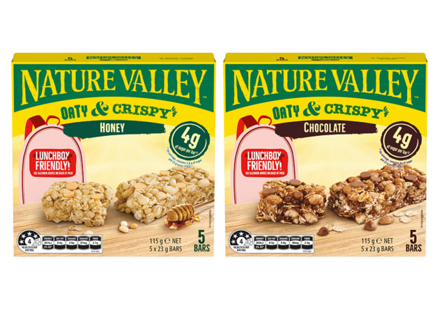 American snack bar brand, Nature Valley, has brought its newest range to Australian supermarkets &ndash; Nature Valley Oaty & Crispy in Honey and Chocolate flavours.
Source: Nature Valley