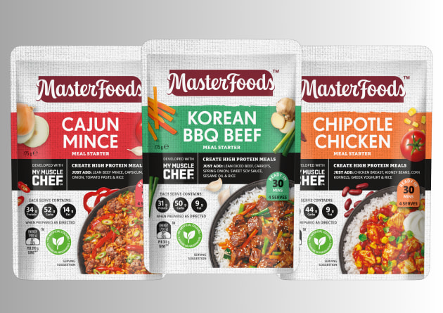 Mars Food Australia brand, MasterFoods, has expanded its partnership with ready-to-eat meal company, My Muscle Chef &ndash; launching three high-protein recipe bases.
Source: MasterFoods