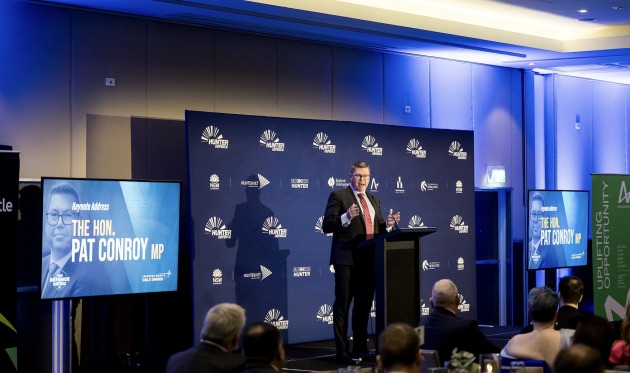 The Minister for Defence Industry, Pat Conroy, speaking at the 2023 Hunter Defence Conference. 

Credit: 3L Photography