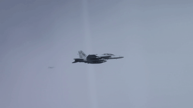 RAAF F/A-18F Super Hornets during the LRASM test launch.&nbsp;

Credit: Defence