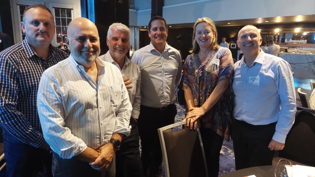 Valuable evening: Binny Binscin, Linco; Tony Dinallo, JL Lennard; Geoff Bourke, Linco; Paul Meischke, JL Lennard; Abigail Ford, ETF APPEX; and Gary Lee, Proseal