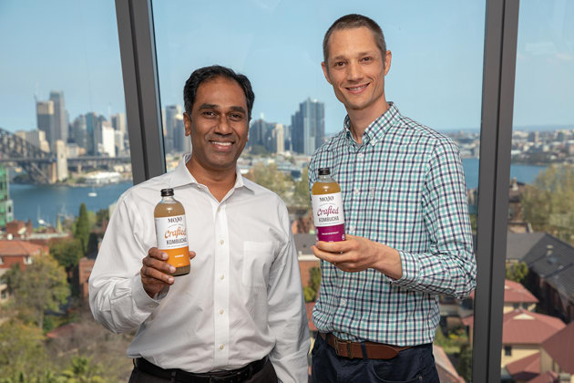 Coca-Cola Australia president Vamsi Mohan (left) and Anthony Crabb, co-founder and CEO of Organic & Raw.