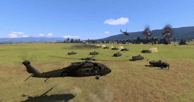 A US Army battlefield scenario depicted in VBS4 software. (Bohemia Interactive)