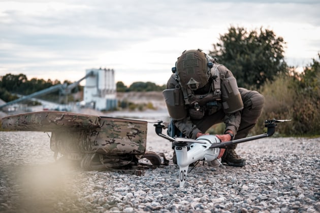 A Vector Scorpion SUAS during an operational demonstration.

Credit: Quantum Systems Australia